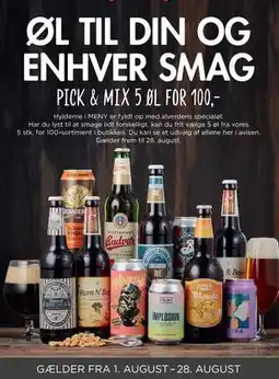 MENY PICK & MIX 5 ØL FOR 100,-, DKK 100 tilbud