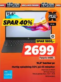 Power HP 15,6" bærbar pc Hurtig opladning 50% på 45 minutter tilbud