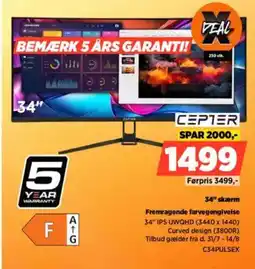 Power CEPTER 34" skærm Fremragende farvegengivelse tilbud