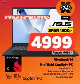 Power ASUS Vivobook 14 Kraftfuld Copilot+ PC tilbud