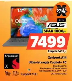 Power ASUS Zenbook A14 Ultra-letvægts Copilot+ PC tilbud