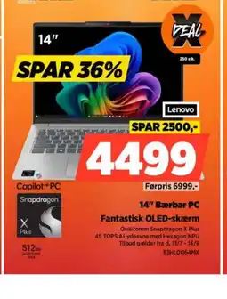 Power LENOVO 14" Bærbar PC Fantastisk OLED-skærm tilbud