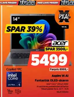 Power ACER Aspire 14 Al Fantastisk OLED-skærm tilbud