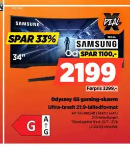 Power SAMSUNG Odyssey G5 gaming-skærm Ultra-bredt 21:9-billedformat tilbud