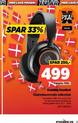 Power Gaming headset Støjreducerende mikrofon tilbud