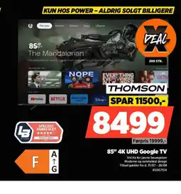 Power THOMSON 85" 4K UHD Google TV tilbud