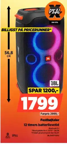 Power JBL Festhøjtaler 12 timers batterilevetid tilbud