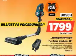 Power Bosch ledningsfri støvsuger Flex Tube-arm bøjer 90° tilbud