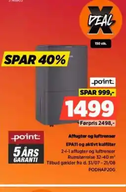 Power Affugter og luftrenser EPA11 og aktivt kulfilter tilbud