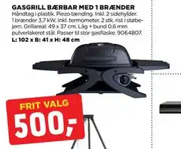jem & fix GASGRILL BÆRBAR MED 1 BRÆNDER, DKK 500 tilbud