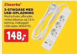 jem & fix 3-STIKDÅSE MED USB-OPLADNING, DKK 148 tilbud