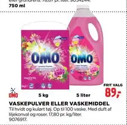 jem & fix VASKEPULVER ELLER VASKEMIDDEL, DKK 89 tilbud