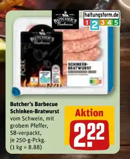 REWE DE BUTCHER'S BARBECUE Schinken-bratwurst tilbud