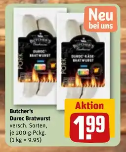 REWE DE BUTCHER'S Duroc bratwurst tilbud