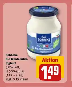 REWE DE Söbbeke bio weidemilch- joghurt tilbud