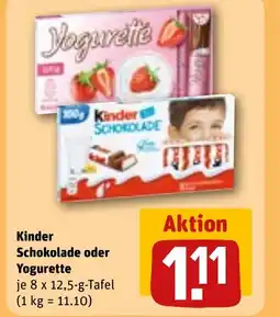 REWE DE KINDER Schokolade oder yogurette tilbud