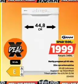 Power GRAM Hurtig program på 60 min. Slim opvaskemaskine tilbud