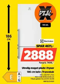 Power Electrolux Utrolig meget plads i fryser køle-/fryseskab tilbud