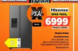Power Hisense Elegant design Amerikanerskab 376 L kel/190 L frys tilbud