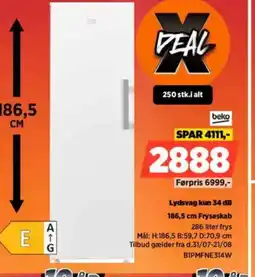 Power beko Lydsvag kun 34 dB Fryseskab tilbud