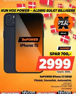 Power REPOWER iPhone 13 128GB Filmisk. Dramatisk. Automatisk. tilbud