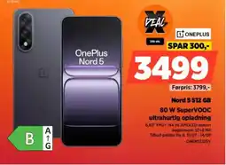Power ONEPLUS Nord 5 512 GB 80 W SuperVOOC ultrahurtig opladning tilbud