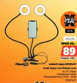 Power Dacota dobbelt ringlys dp35flkit todelt ringlys med fleksible arme tilbud