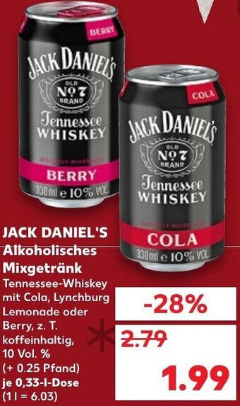 Kaufland DE Jack Daniel's Alkoholisches Mixgetränk tilbud
