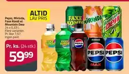 Fleggaard Pepsi, Mirinda, Faxe Kondi el. Mountain Dew, DKK 59.99 tilbud