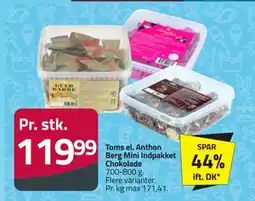 Fleggaard Toms el. Anthon Berg Mini Indpakket Chokolade, DKK 119.99 tilbud