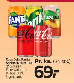 Fleggaard Coca Cola, Fanta, Sprite el. Fuze Tea, DKK 69 tilbud