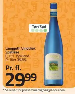 Fleggaard Langguth Vinothek Spätlese, DKK 29.99 tilbud