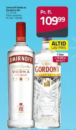 Fleggaard Smirnoff Vodka el. Gordon’s Gin, DKK 109.99 tilbud