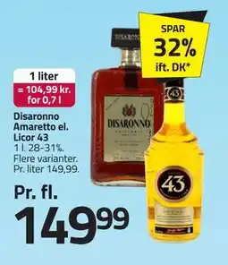 Fleggaard Disaronno Amaretto el. Licor 43, DKK 149.99 tilbud