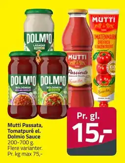 Fleggaard Mutti Passata, Tomatpuré el. Dolmio Sauce, DKK 15 tilbud