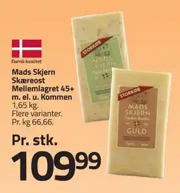 Fleggaard Mads Skjern Skæreost Mellemlagret 45+ m. el. u. Kommen, DKK 109.99 tilbud
