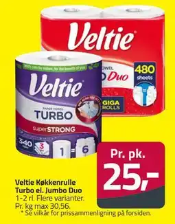 Fleggaard Veltie Køkkenrulle Turbo el. Jumbo Duo, DKK 25 tilbud