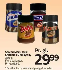 Fleggaard Spread Mars, Twix, Snickers el. Milkyway, DKK 29.99 tilbud