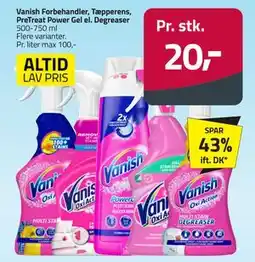 Fleggaard Vanish Forbehandler, Tæpperens, PreTreat Power Gel el. Degreaser, DKK 20 tilbud