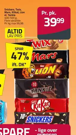 Fleggaard Snickers, Twix, Mars, Kitkat, Lion el. Yankie, DKK 39.99 tilbud
