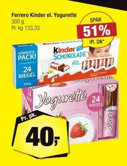 Calle Ferrero Kinder el. Yogurette, DKK 40 tilbud