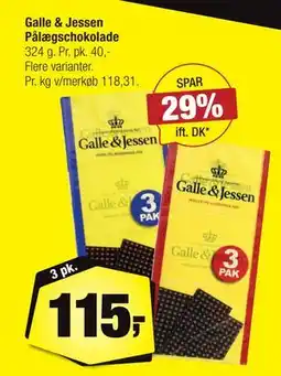 Calle Galle & Jessen Pålægschokolade, DKK 115 tilbud