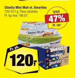 Calle Cloetta Mini Muh el. Smarties, DKK 120 tilbud