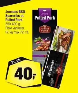 Calle Jensens BBQ Spareribs el. Pulled Pork, DKK 40 tilbud
