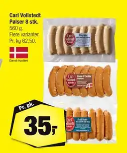 Calle Carl Vollstedt Pølser 8 stk., DKK 35 tilbud