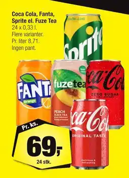 Calle Coca Cola, Fanta, Sprite el. Fuze Tea, DKK 69 tilbud
