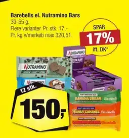Calle Barebells el. Nutramino Bars, DKK 150 tilbud
