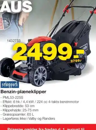 Bauhaus Scheppach benzin-plæneklipper tilbud