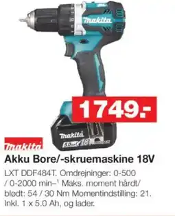 Bauhaus Akku Bore-/skruemaskine 18V Akku Bore/-skruemaskine 18V tilbud