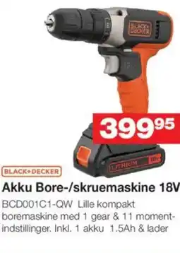 Bauhaus BLACK+DECKER Akku Bore-/skruemaskine 18V Akku Bore/-skruemaskine 18V tilbud